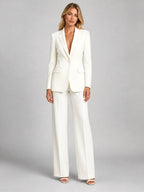 Martha | Women's Tailored Blazer and Wide-Leg Trousers Set, Smart Occasion Suit | Animated Apparel | White