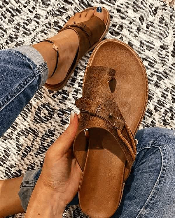 Mary | Women's Orthopedic Sandals with Toe Loop - Brown
