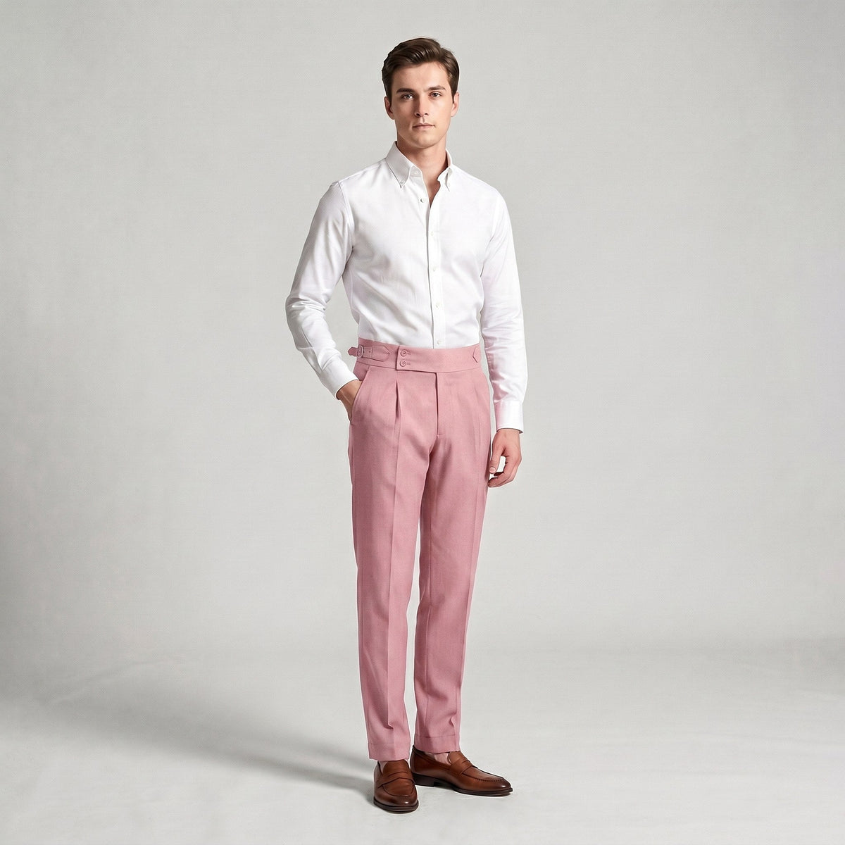 Mason | Men's Double-Pleat High-Waist Trousers, Tailored Tapered Trousers | Animated Apparel