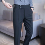 Mason | Men's Double-Pleat High-Waist Trousers, Tailored Tapered Trousers | Animated Apparel
