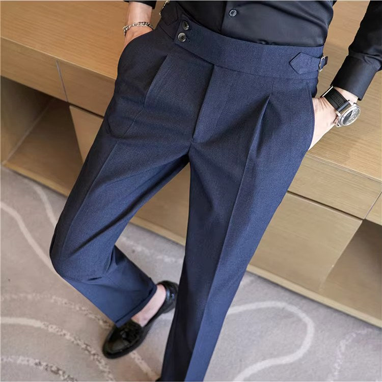 Mason | Men's Double-Pleat High-Waist Trousers, Tailored Tapered Trousers | Animated Apparel