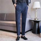 Mason | Men's Double-Pleat High-Waist Trousers, Tailored Tapered Trousers | Animated Apparel