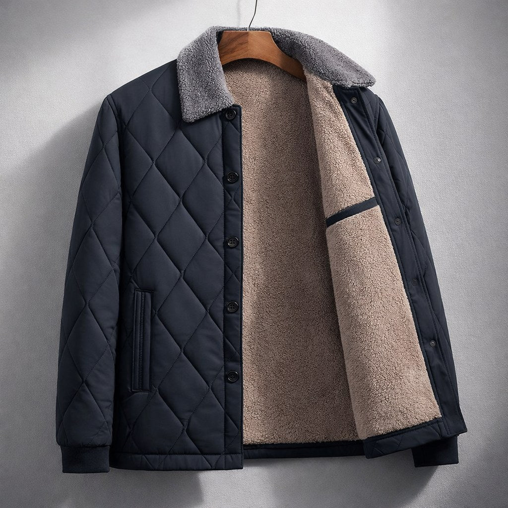 Mason | Men's Quilted Fleece Jacket, Warm Autumn Jacket | Animated Apparel | Black