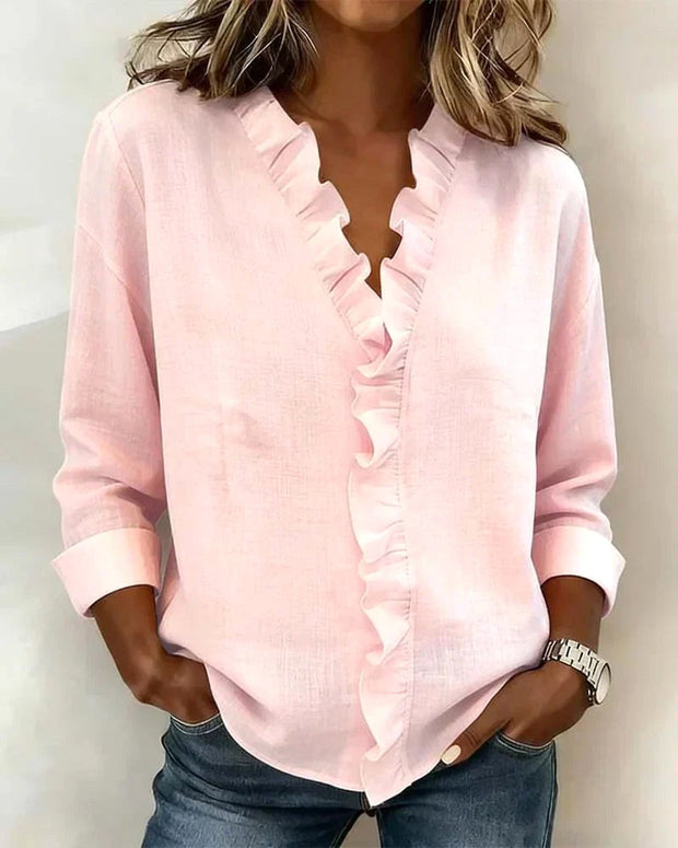 Matilda | Women's Lightweight V-Neck Blouse - Pink