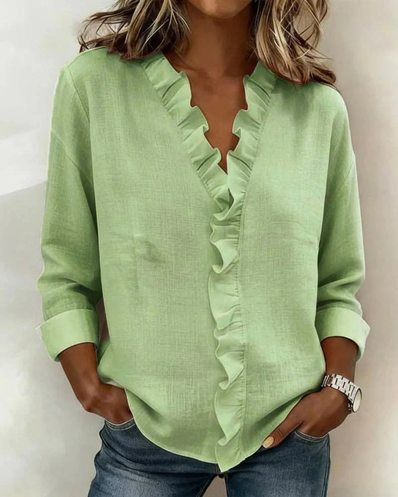 Matilda | Women's Lightweight V-Neck Blouse - Green