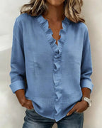 Matilda | Women's Lightweight V-Neck Blouse - Blue