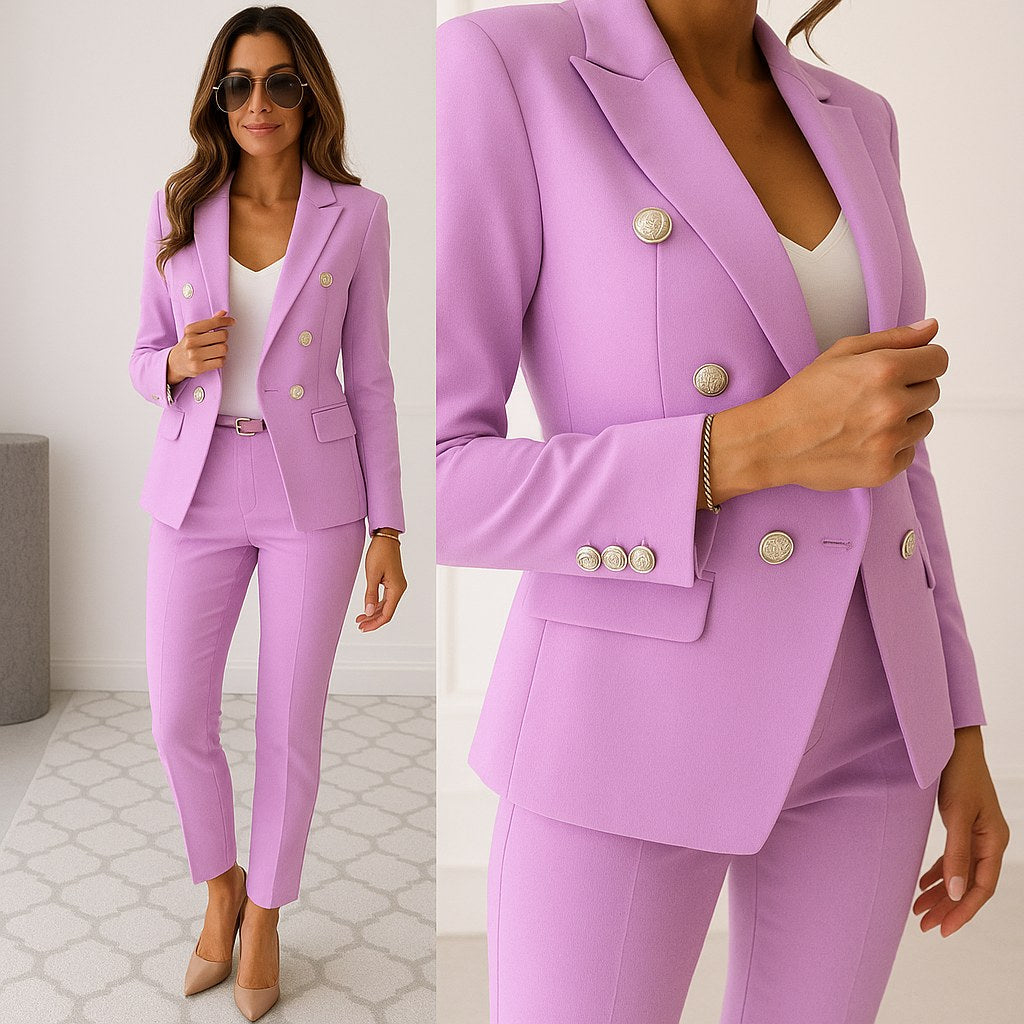 Matilda | Women's Slim-Fit Two-Piece Suit, Double-Breasted Blazer Suit | Animated Apparel