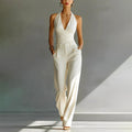 Evelyn | Women's Wide-Leg Jumpsuit with Wrap Front, V-Neck Two-Piece Set | Animated Apparel