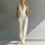 Evelyn | Women's Wide-Leg Jumpsuit with Wrap Front, V-Neck Two-Piece Set | Animated Apparel