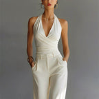 Evelyn | Women's Wide-Leg Jumpsuit with Wrap Front, V-Neck Two-Piece Set | Animated Apparel