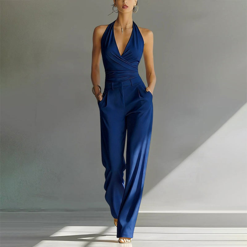 Evelyn | Women's Wide-Leg Jumpsuit with Wrap Front, V-Neck Two-Piece Set | Animated Apparel