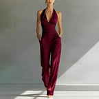Evelyn | Women's Wide-Leg Jumpsuit with Wrap Front, V-Neck Two-Piece Set | Animated Apparel