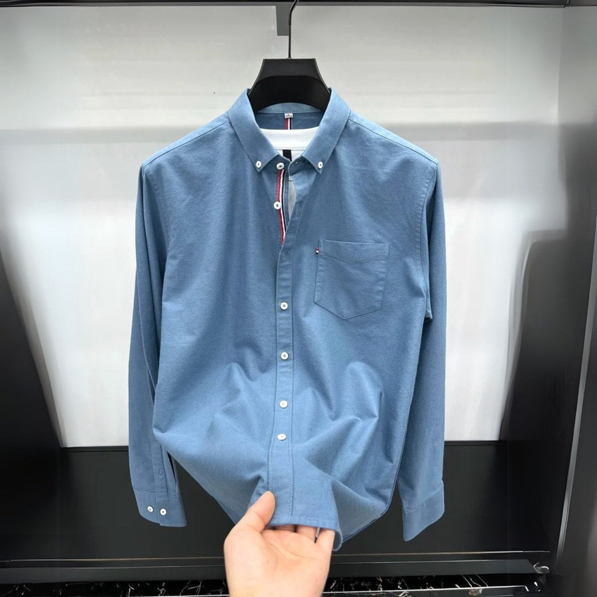 Asher | Men's Oxford Button-Down Shirt, Long-Sleeve Smart Casual Shirt | Animated Apparel