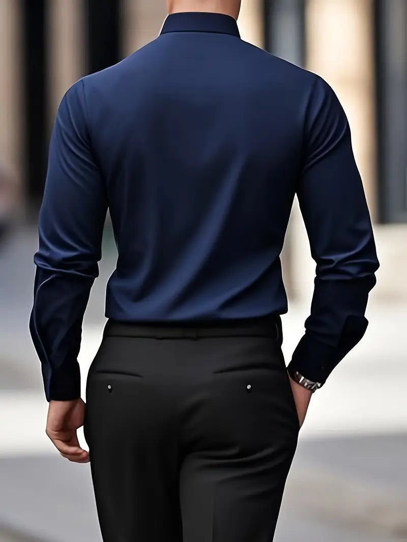Aaron | Men's Slim-Fit Business Shirt, Classic Long-Sleeve Shirt | Animated Apparel