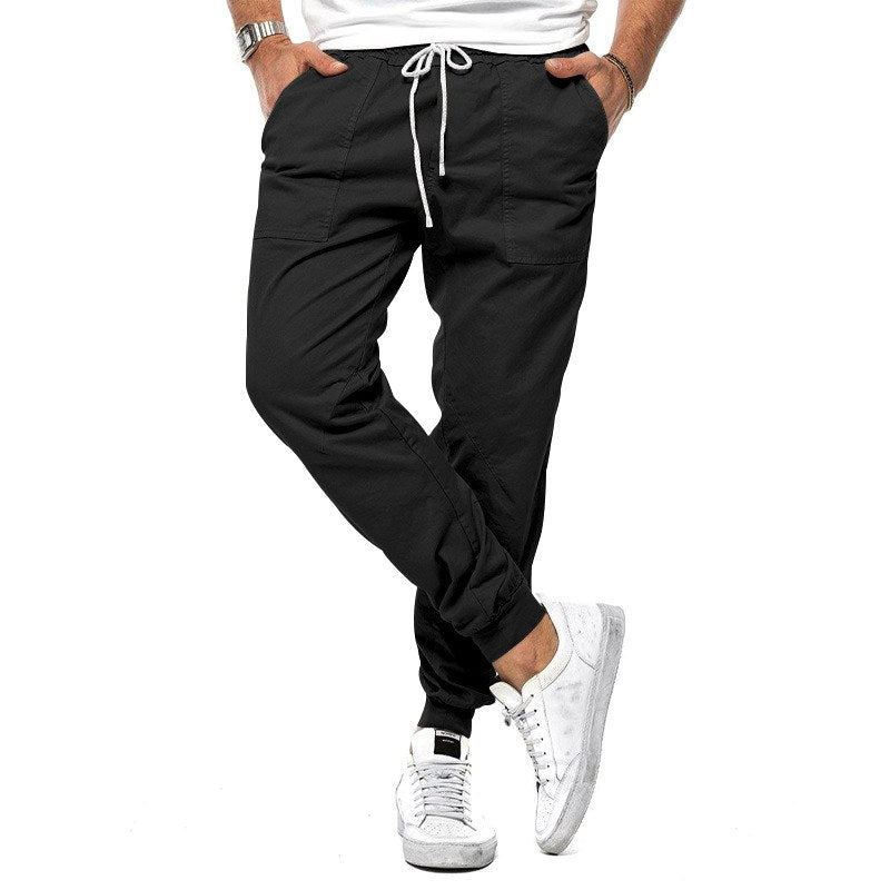 Max | Men's Slim-Fit Jogger Trousers, Drawstring Waist Casual Trousers | Animated Apparel | Black