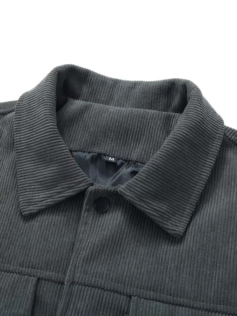 Wesley | Men's Corduroy Jacket with Classic Collar, Casual Overshirt | Animated Apparel