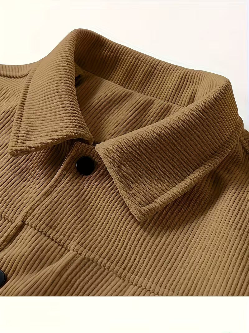 Wesley | Men's Corduroy Jacket with Classic Collar, Casual Overshirt | Animated Apparel