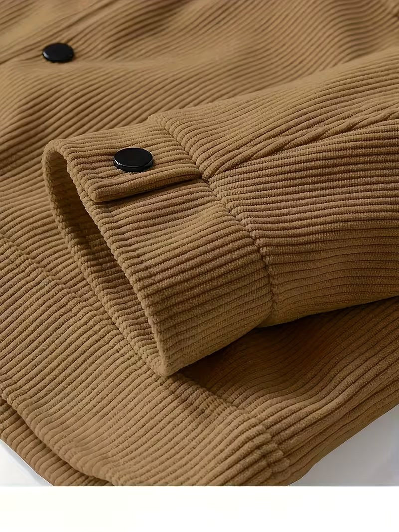 Wesley | Men's Corduroy Jacket with Classic Collar, Casual Overshirt | Animated Apparel