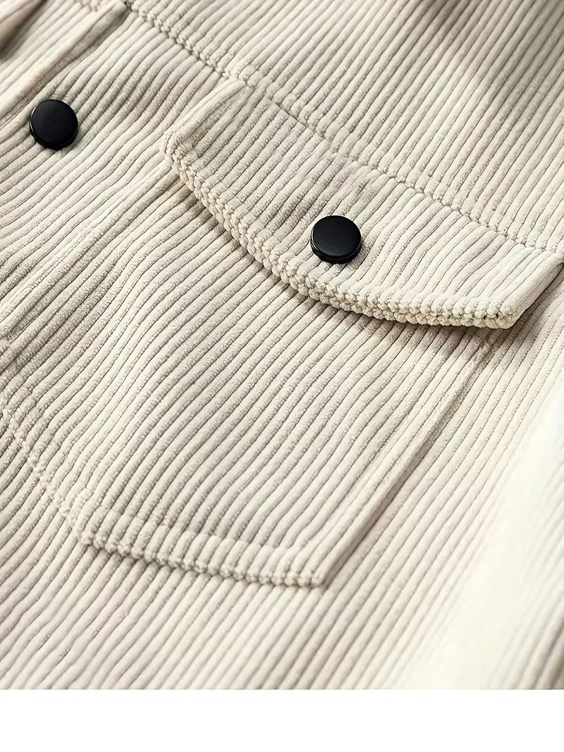 Wesley | Men's Corduroy Jacket with Classic Collar, Casual Overshirt | Animated Apparel