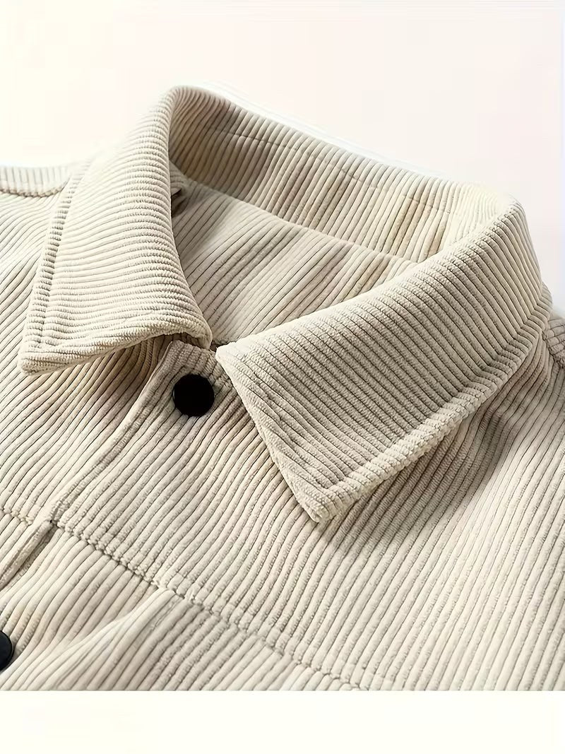Wesley | Men's Corduroy Jacket with Classic Collar, Casual Overshirt | Animated Apparel