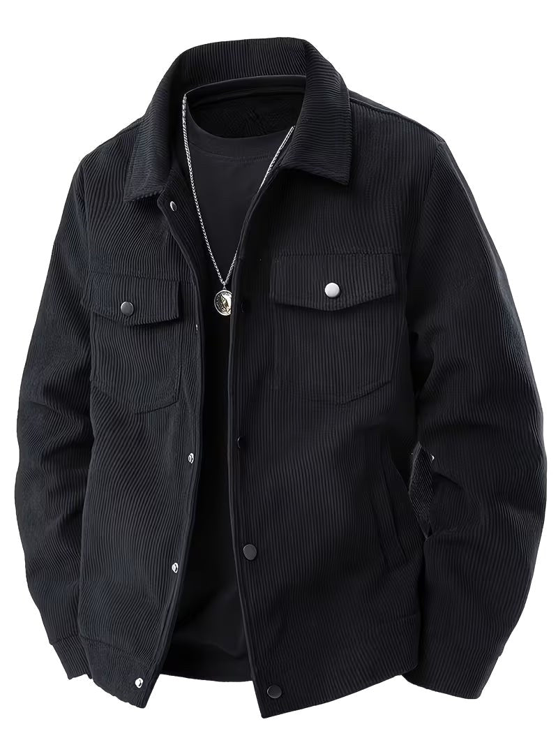 Wesley | Men's Corduroy Jacket with Classic Collar, Casual Overshirt | Animated Apparel