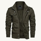Maxwell | Men's Fleece-Lined Zip-Up Jacket, Military-Style Autumn Coat | Animated Apparel