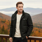 Maxwell | Men's Fleece-Lined Zip-Up Jacket, Military-Style Autumn Coat | Animated Apparel