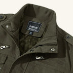 Maxwell | Men's Fleece-Lined Zip-Up Jacket, Military-Style Autumn Coat | Animated Apparel