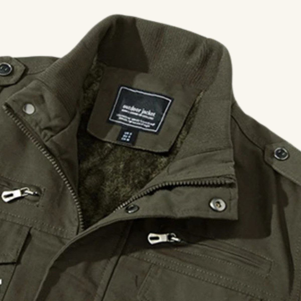 Maxwell | Men's Fleece-Lined Zip-Up Jacket, Military-Style Autumn Coat | Animated Apparel