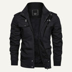 Maxwell | Men's Fleece-Lined Zip-Up Jacket, Military-Style Autumn Coat | Animated Apparel