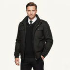 Maxwell | Men's Fleece-Lined Zip-Up Jacket, Military-Style Autumn Coat | Animated Apparel