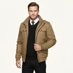 Maxwell | Men's Fleece-Lined Zip-Up Jacket, Military-Style Autumn Coat | Animated Apparel