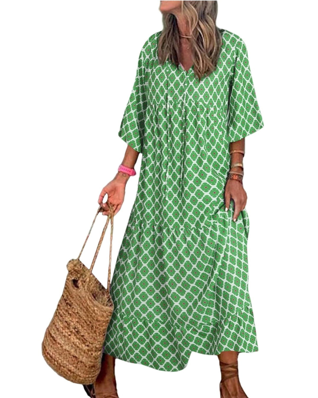 Meadow | Women's Boho Floral Puff Sleeve Maxi Dress - image 1