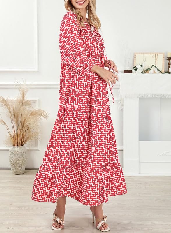 Meadow | Women's Boho Floral Puff Sleeve Maxi Dress - image 10
