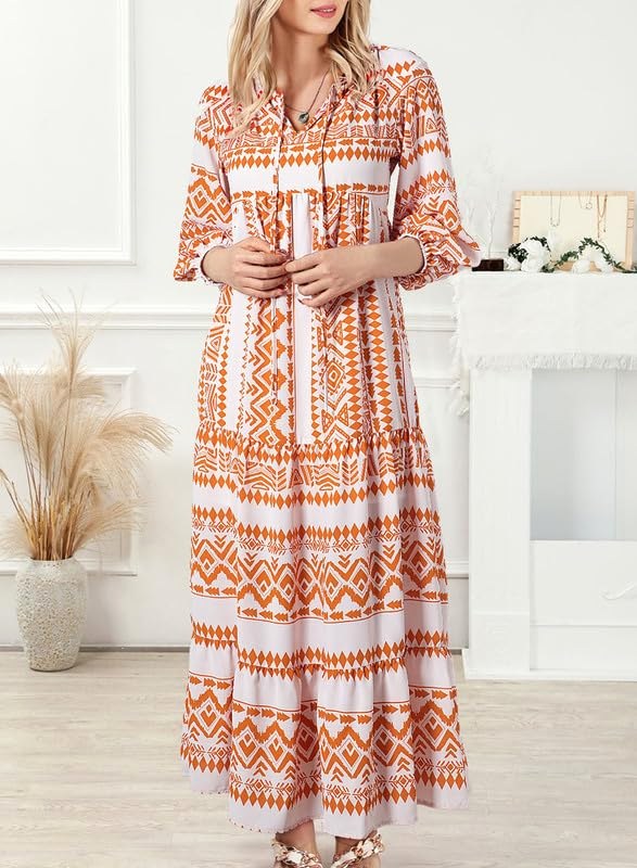 Meadow | Women's Boho Floral Puff Sleeve Maxi Dress - image 14