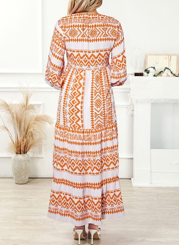 Meadow | Women's Boho Floral Puff Sleeve Maxi Dress - image 17
