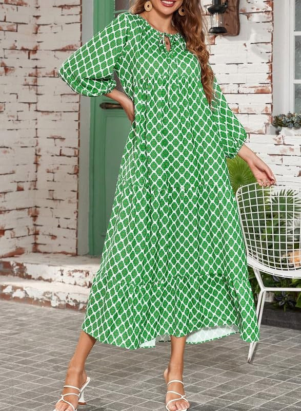 Meadow | Women's Boho Floral Puff Sleeve Maxi Dress - image 2