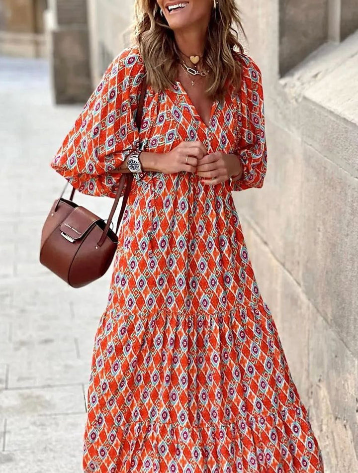 Meadow | Women's Boho Floral Puff Sleeve Maxi Dress - image 4