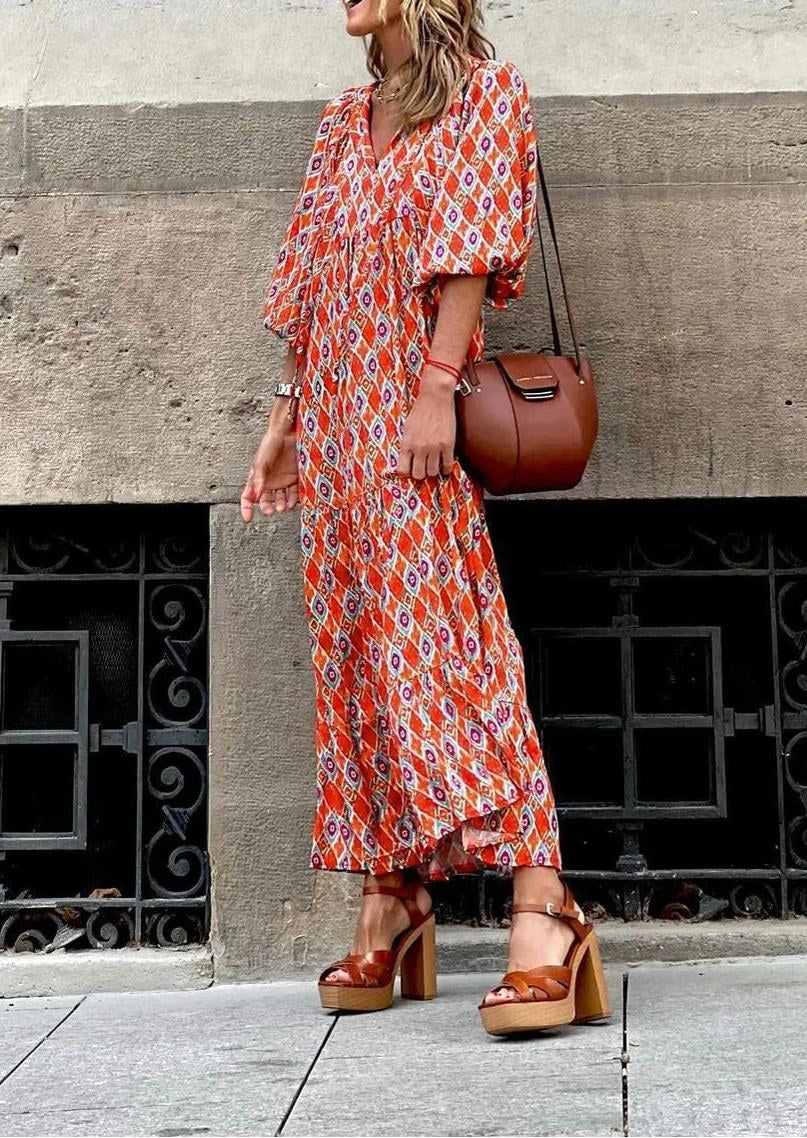 Meadow | Women's Boho Floral Puff Sleeve Maxi Dress - image 5