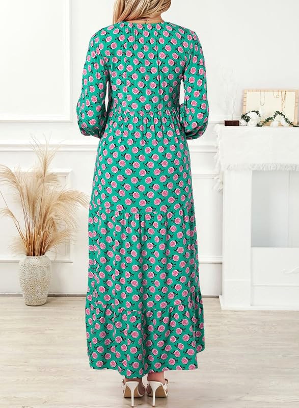 Meadow | Women's Boho Floral Puff Sleeve Maxi Dress - image 6