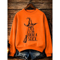 Megan | Women's Halloween Witch Graphic Sweatshirt, Relaxed Crew Neck Sweater | Animated Apparel | Orange