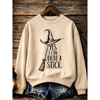 Megan | Women's Halloween Witch Graphic Sweatshirt, Relaxed Crew Neck Sweater | Animated Apparel