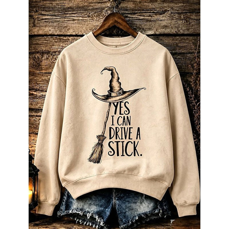 Megan | Women's Halloween Witch Graphic Sweatshirt, Relaxed Crew Neck Sweater | Animated Apparel