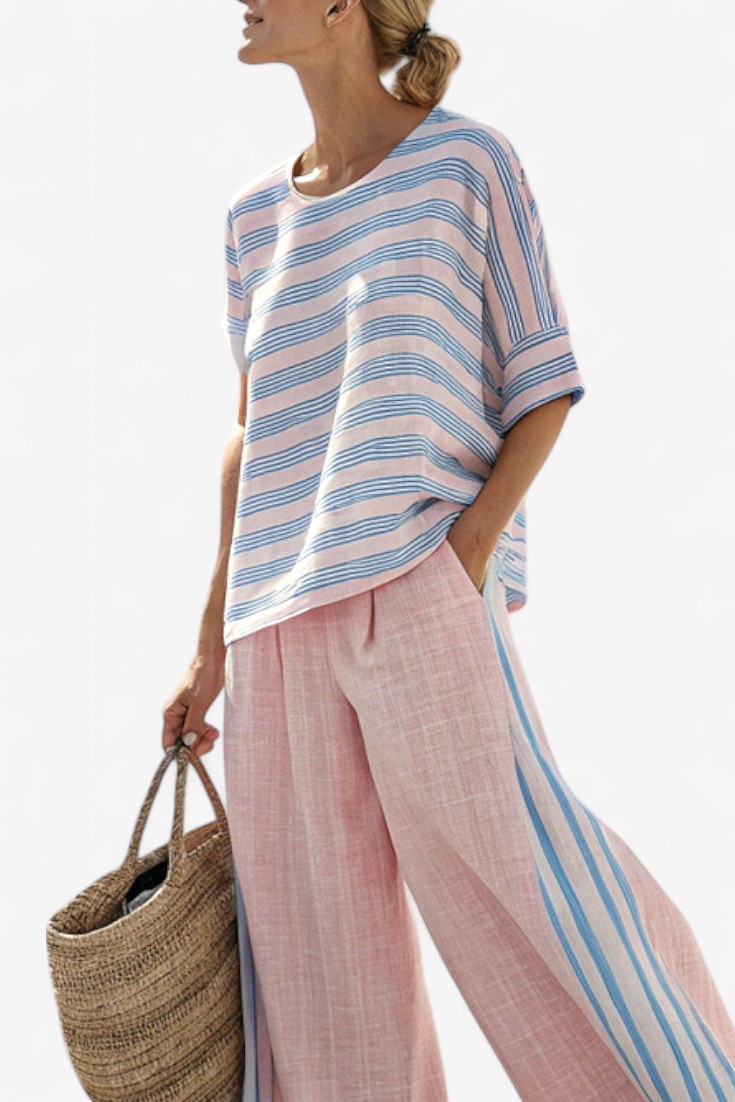 Melanie | Women's Elegant Pastel Linen Two-Piece Set - image 2