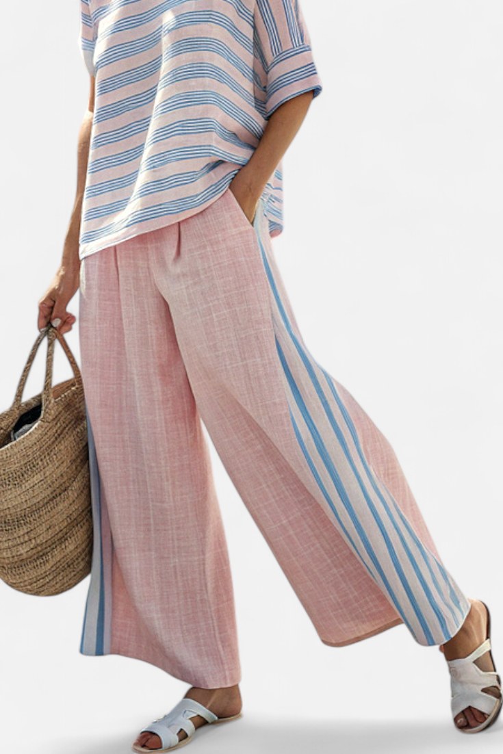 Melanie | Women's Elegant Pastel Linen Two-Piece Set - image 3