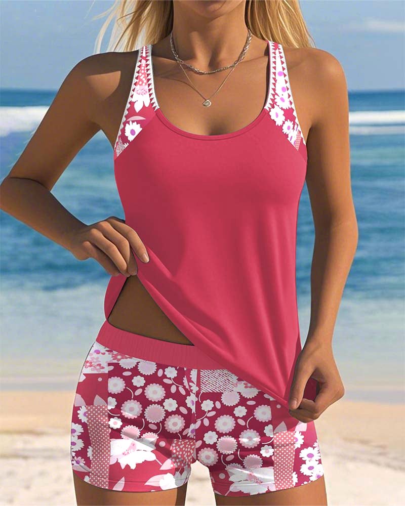 Melanie | Women's Floral Two-Piece Swimsuit - Pink