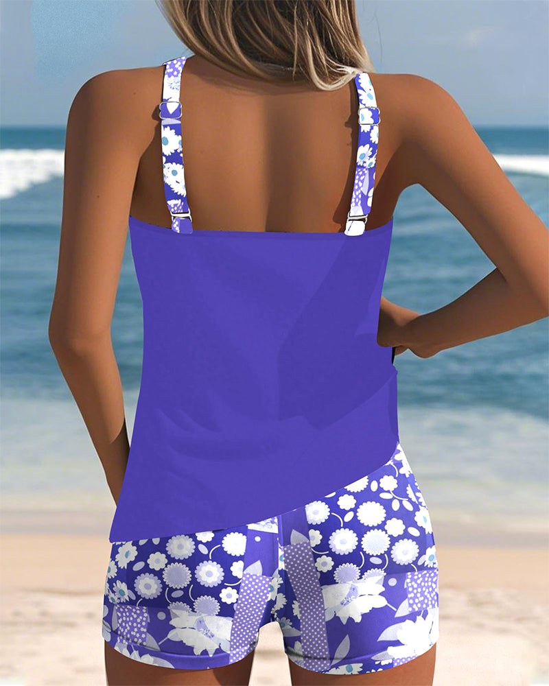 Melanie | Women's Floral Two-Piece Swimsuit - Light Blue