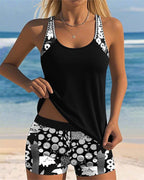 Melanie | Women's Floral Two-Piece Swimsuit - Blue