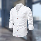 Dylan | Men's Fitted Shirt with Stand Collar, Long-Sleeve Button-Up Shirt | Animated Apparel