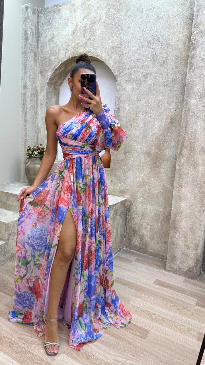 Millie | Women's Elegant Floral Slit Maxi Dress - image 7